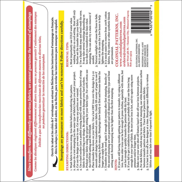 Aunt Martha’s 3649 Early American Motifs Tea