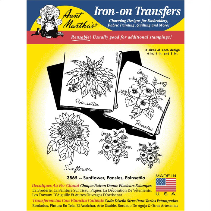 Aunt Martha’s 3865 Sunflower Pansies & Poinsettia Tea