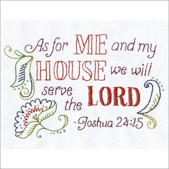Decorative Bible verse from Joshua 24:15 in Aunt Martha’s Christian Blessings design
