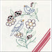 Embroidered design of Lovely Ladybugs with birds and daisies in Aunt Martha’s collection
