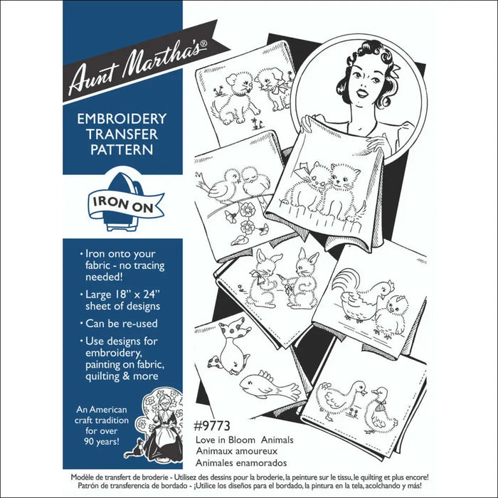 Vintage embroidery transfer pattern with cute animal designs from Aunt Martha’s #9773