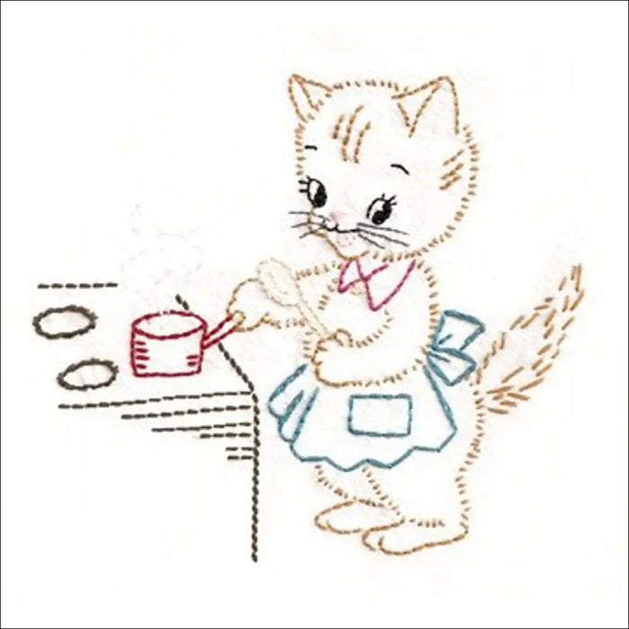 Aunt Martha’s® 3733 Kitten Motifs for Tea Towels Days